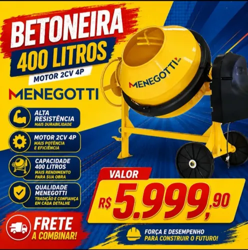 BETONEIRA 400 LT 220V 2CV MENEGOTTI