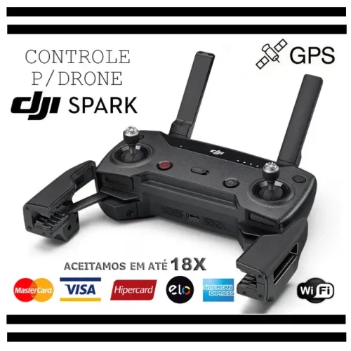 Controle Rádio p/ Mini Drone DJi Spark, Wi-Fi, Original, Seminovo, Nota, Garantia  