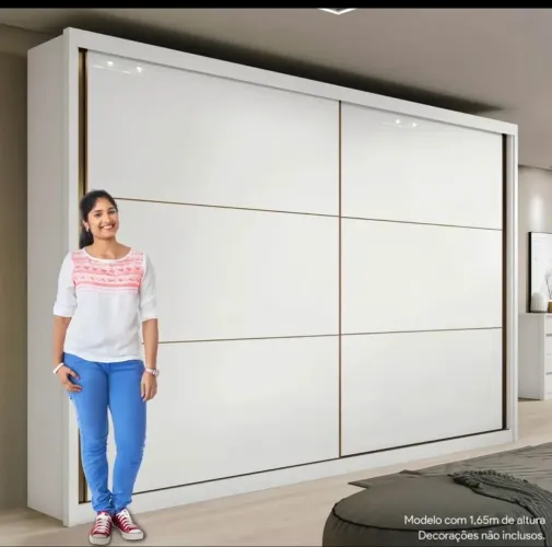Guarda-roupa Casal MDF 2 Portas Corrediças Branco 6 Gavetas Móveis Lopas