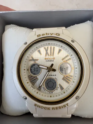 Relógio Baby G (G-Shock) Branco/Dourado BGA-153M