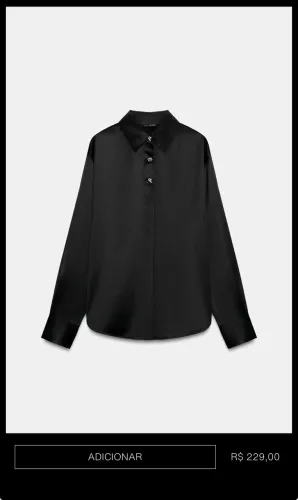 camisa acetinada com botões dourados - p