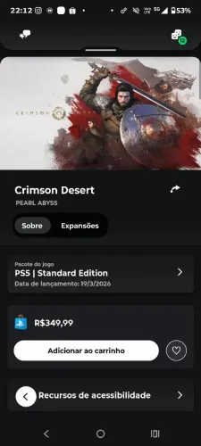 Crimson Desert conta primária 