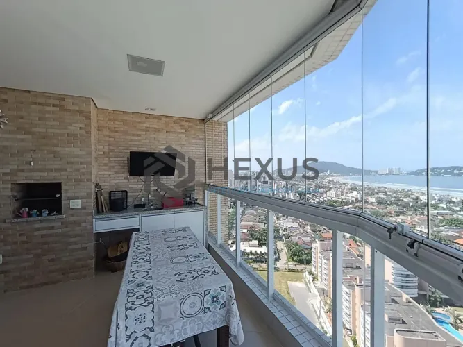 Apartamento com varanda gourmet vista mar e lazer na Enseada, Guarujá