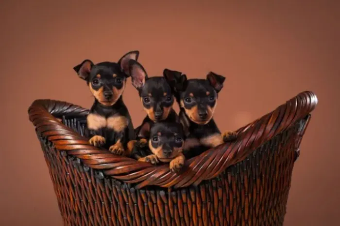 Neném Pinscher/Pincher de pelagem densa e ótima genética selecionada dócil