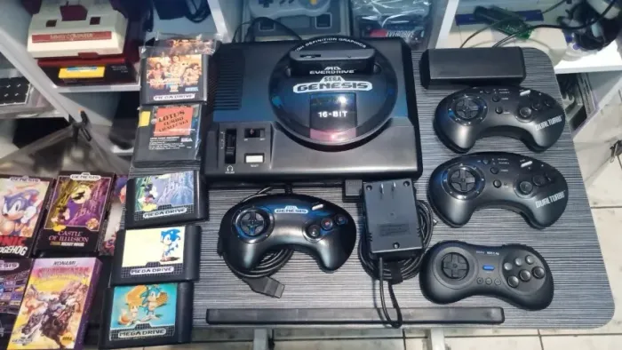 SEGA GENESIS MODEL 1 ORIGINAL + EVERDRIVE + CONTROLES WIRELESS + JOGOS