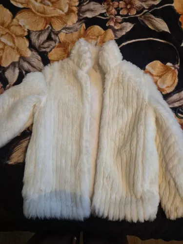 Casaco Vintage de Pelo Sintético Branco Importado Made in USA