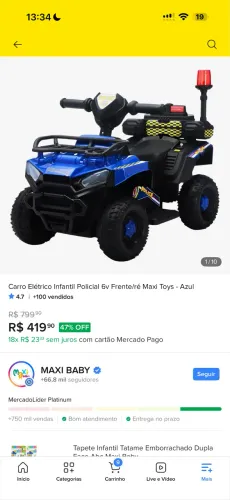 Vendo carro elétrico infantil policial