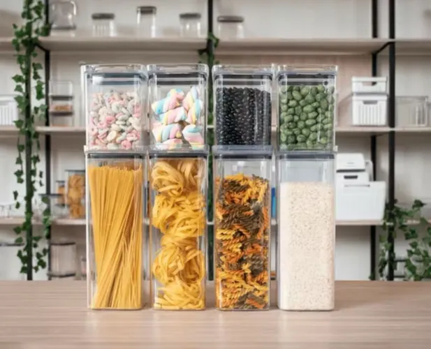 8 Potes herméticos em acrílico cristal para cozinha.Organizadores de mantimentos.