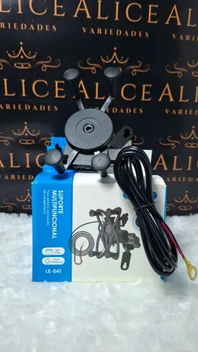 Suporte de celular para moto garra com carregador USB 