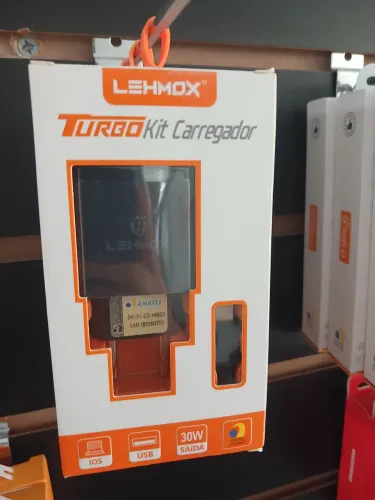 Kit Carregador Turbo Lehmox 30W Saída Lightning para iOS Homologado Anatel
