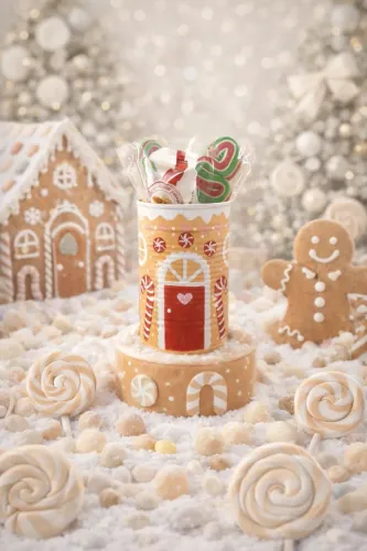 Lata decorada casinha de doce natalina