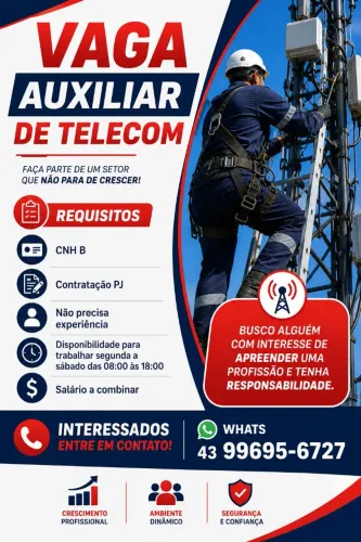 Vaga de auxiliar de tecnico telecom 