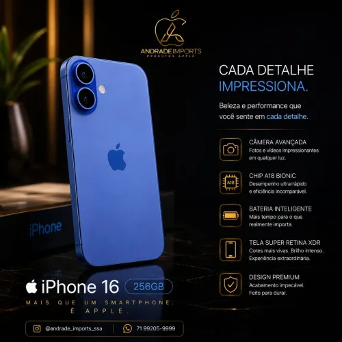 iPhone 16 256GB Azul Muito Novo