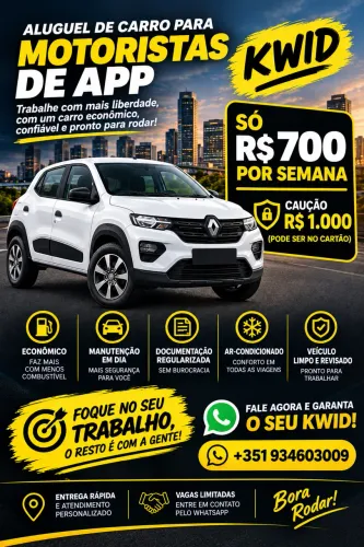 Aluguel para motoristas de aplicativos