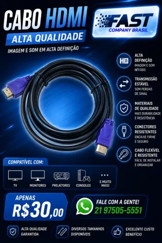 Cabo HDMI Alta Qualidade