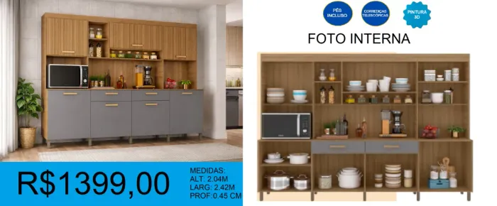 Armario de cozinha grande reposição - a pronta entrega