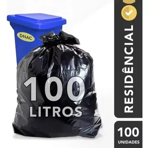 Saco de Lixo Médio Reforçado Preto Pacote C/100 Unidades Limpeza Profissional -
