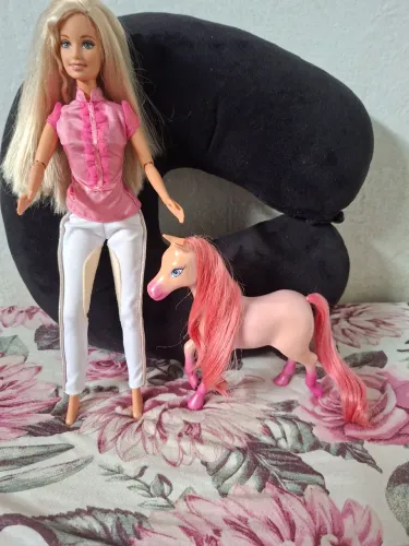 Comboio Barbie hipismo articulada anos 2000 +cavalo original Mattel.