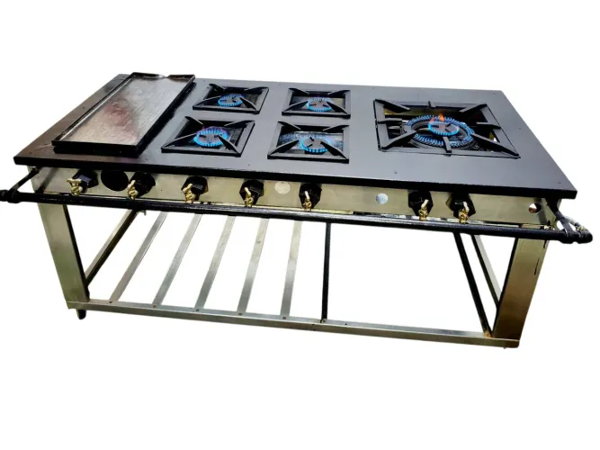 Fogão industrial inox 5 bocas com chapa