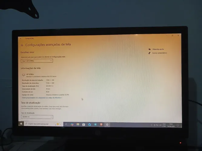 monitor hp 18,5 polegadas