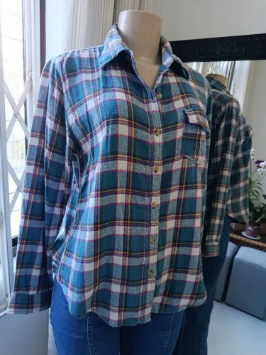 Camisa xadrez flanelada em algodão para festa junina 