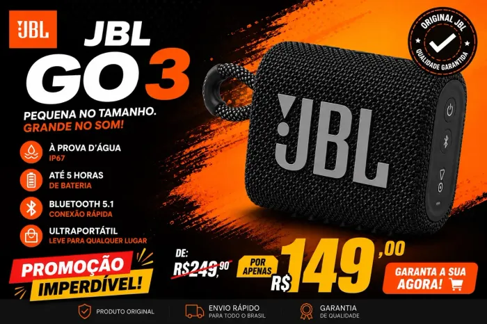 JBL GO 3 ULTRA PROMOÇÃO.
