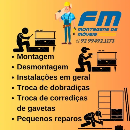 Montagem, desmontagem, instalações e pequenos reparos.Faça o seu orçamento sem compromisso