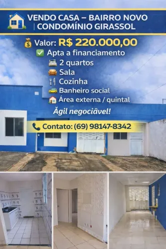 Vendo casa no bairro novo - girassol 