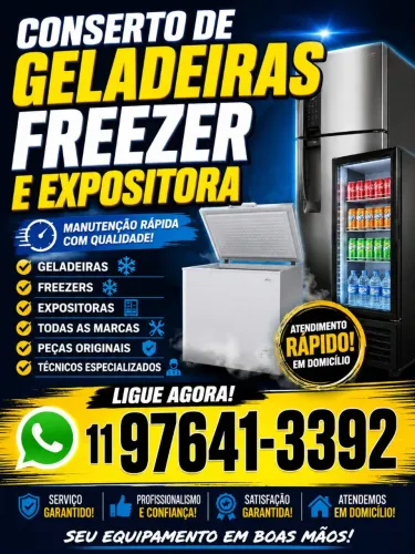 Conserto de geladeiras, freezer, expositoras . Atendimento rápido !