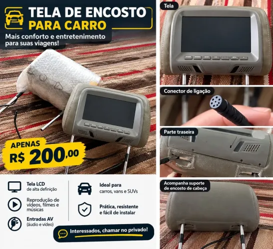 ? TELA DE ENCOSTO PARA CARRO - R$ 200,00
