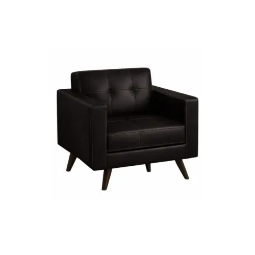 Poltrona Retrô Corino Café Pés Palito Elegância Sofisticada 62400