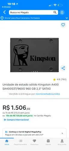 Ssd 960 Gb saúde 100 kingston perfeito semi zero