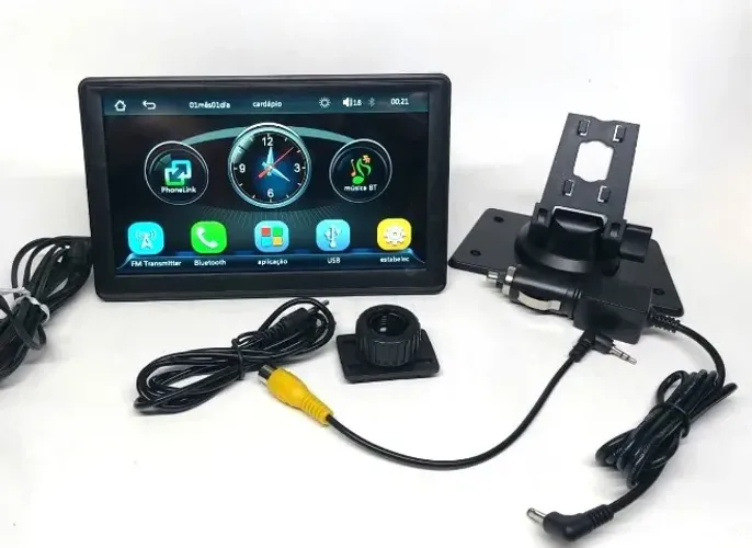Multimídia Portátil USB Bluetooth Carplay Android auto