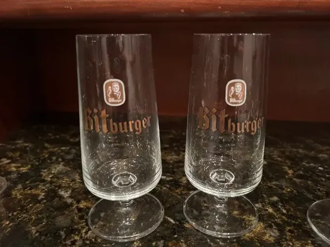 Bitburger Copos de cerveja Pokal alemão 0,3L - Conjunto de 2 - Novos