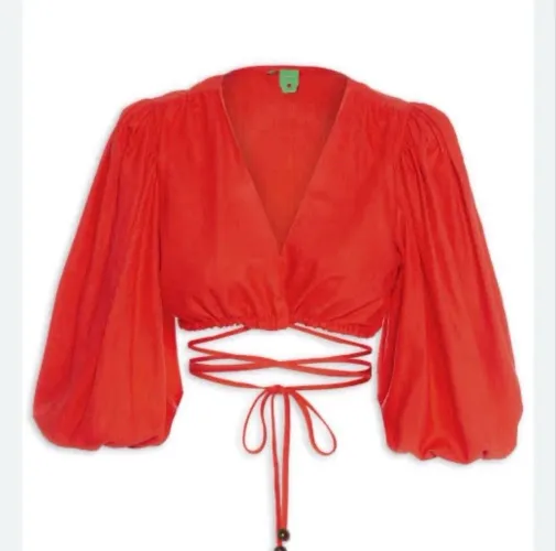 Cropped vermelho com amarração Farm NOVO