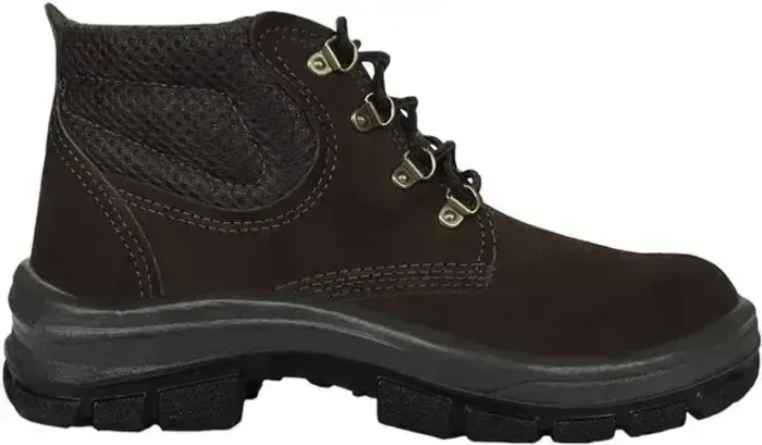 Bota Botina Couro Nobuck Marrom com Cadarço Biqueira CA Kala