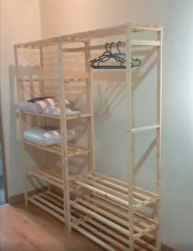 Promoção arara e estante para ti! Móvel madeira pinus closet aberto armário roupeiro