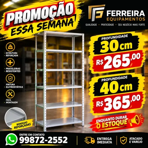 Estante de aço cinza 6 bandejas novas pronta entrega