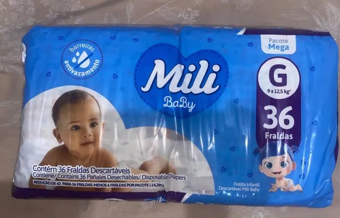 Fraldas Mili Baby - 36 Unidades - R$20