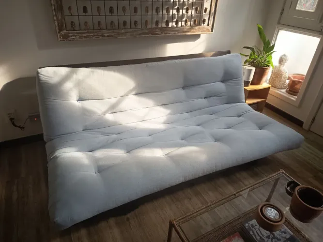 Sofá Cama Casal Azul Claro Futton Brasil