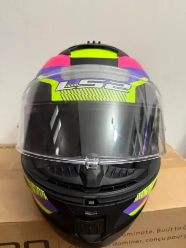Capacete LS2 Stream II FF808 Road Preto Fosco Rosa e Roxo