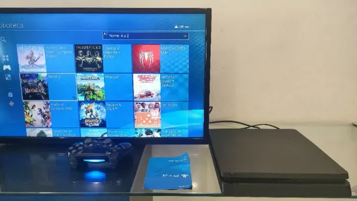 Ps4 Slim + Varios jogos Digitais + Controle Original e Cabos, Prontinho pro jogo!