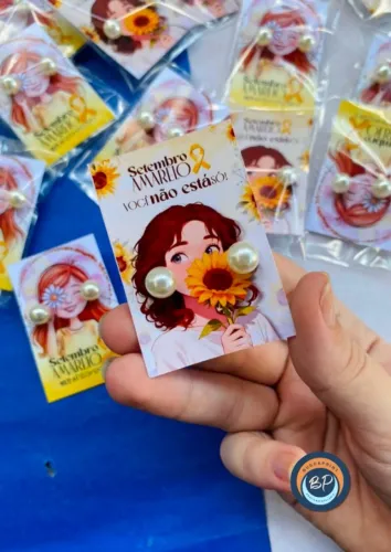 Setembro Amarelo Card com Brinco Pérola Personalizado (Bijouteria) Postal 100UN