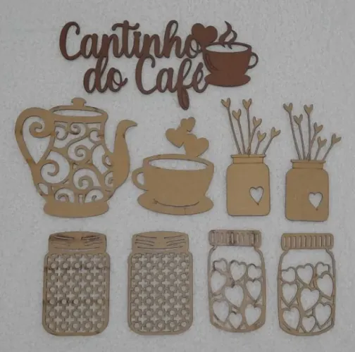 NOVO - PEÇAS MDF CRU CANTINHO DO CAFÉ - 9 PEÇAS