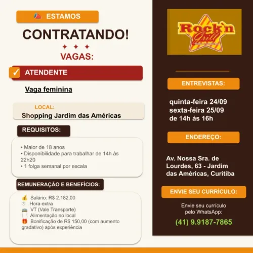 Atendente Shopping Jardim das Américas