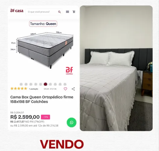 Vendo conjunto Box + colchão queen