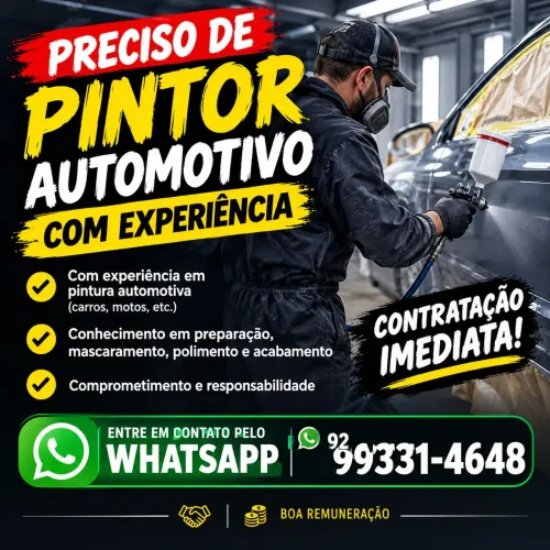 Pintor Automotivo Vaga Disponível 