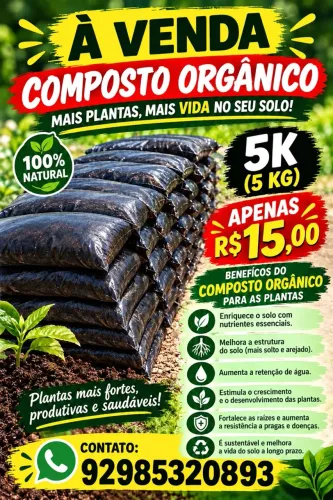 Composto Orgânico 100% Natural 5kg - Apenas R$ 15,00 | Mais Vida para Suas Plantas!