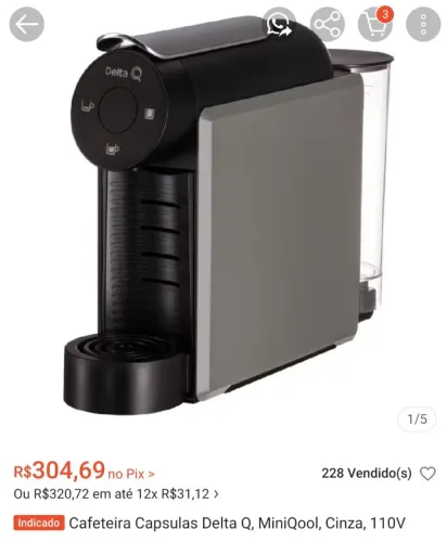 CAFETEIRA DELTA Q MINIQOOL CINZA.