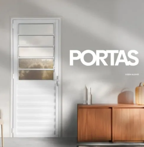 Porta de alumínio branco na promoção.
